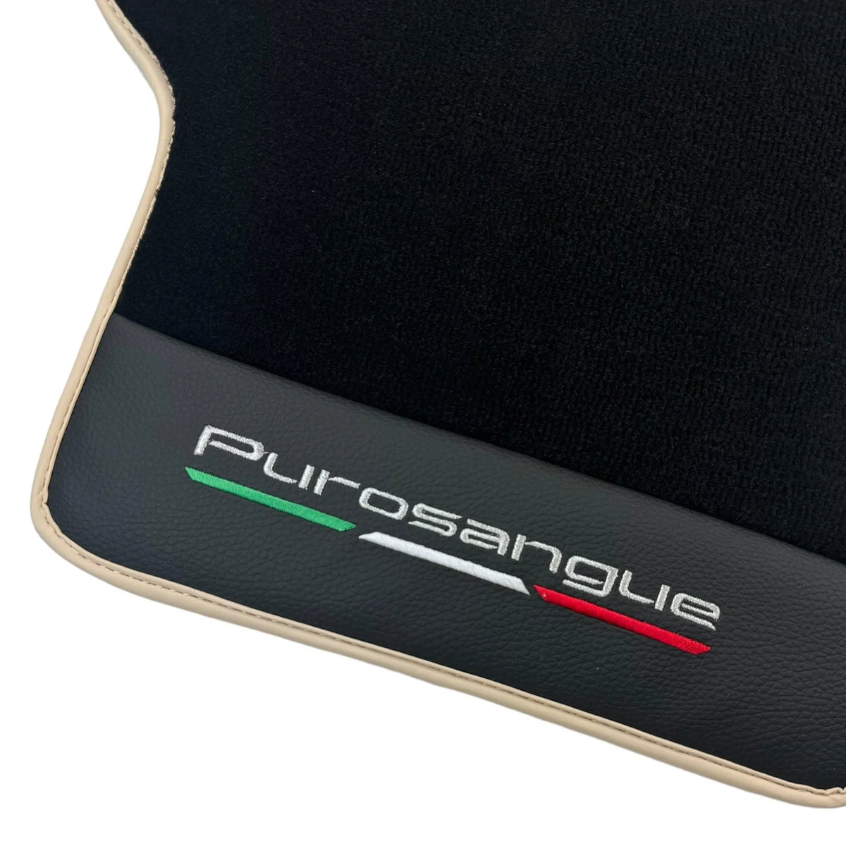 Black Floor Mats for Ferrari Purosangue with Leather and Beige Trim | Italian Edition - AutoWin