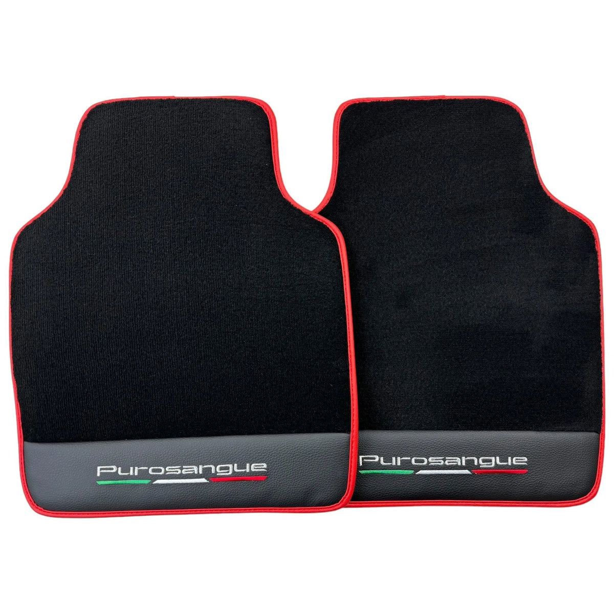 Black Floor Mats for Ferrari Purosangue with Leather and Red Trim | Italian Edition - AutoWin