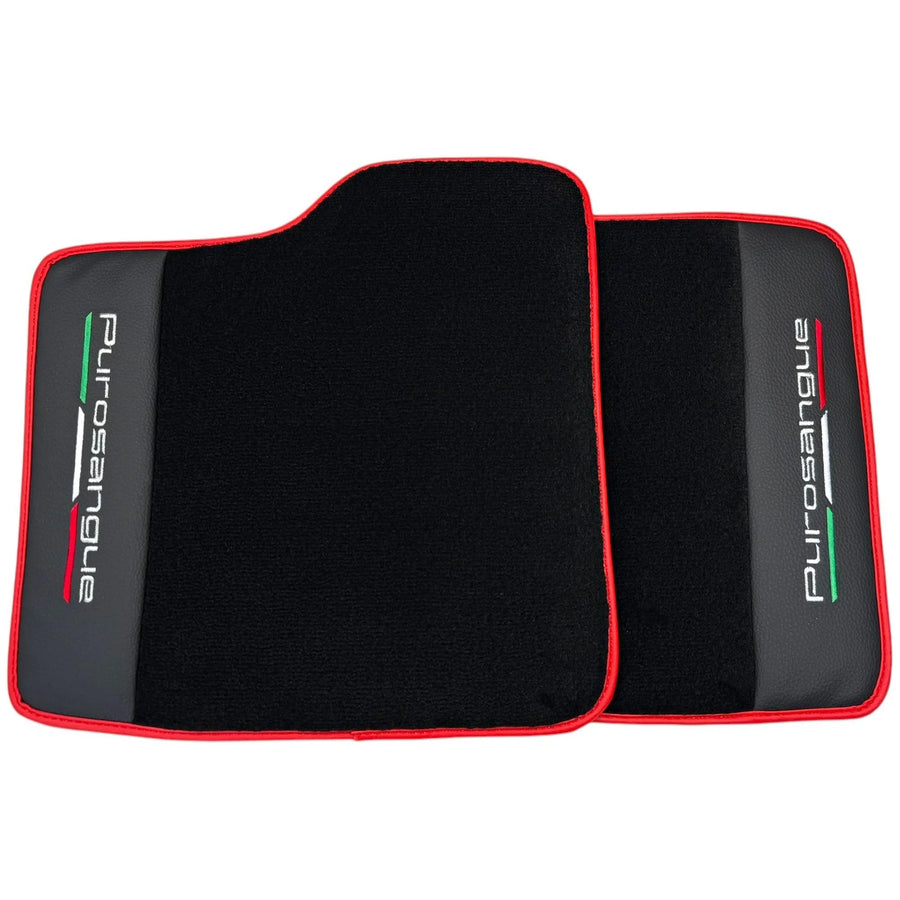 Black Floor Mats for Ferrari Purosangue with Leather and Red Trim | Italian Edition - AutoWin