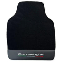 Black Floor Mats for Ferrari Purosangue with Leather and White Trim | Italian Edition - AutoWin