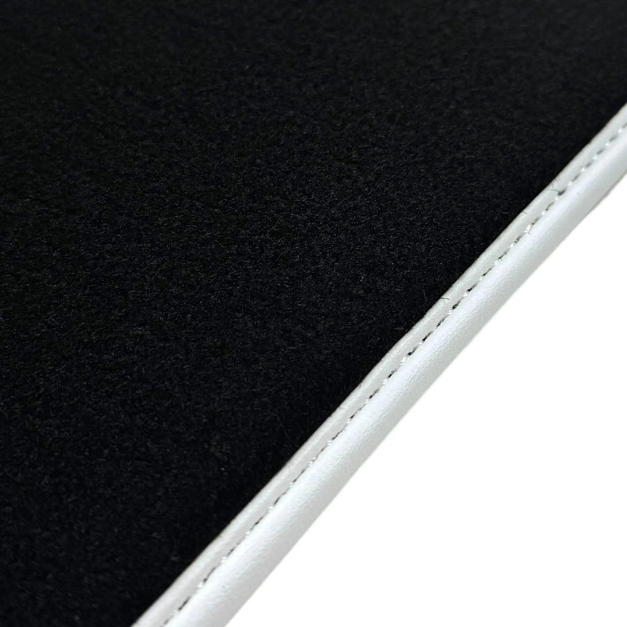 Black Floor Mats for Ferrari Purosangue with Leather and White Trim | Italian Edition - AutoWin