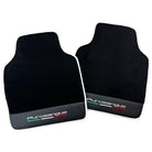 Black Floor Mats for Ferrari Purosangue with Leather and White Trim | Italian Edition - AutoWin