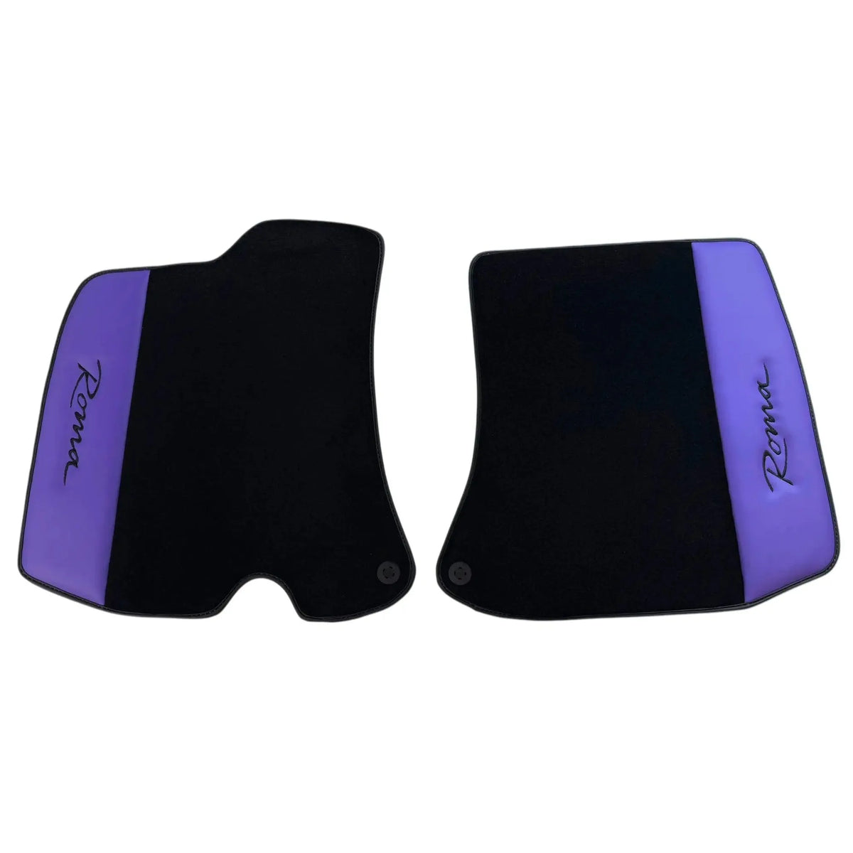Black Floor Mats for Ferrari Roma (2021-2027) with Purple Leather