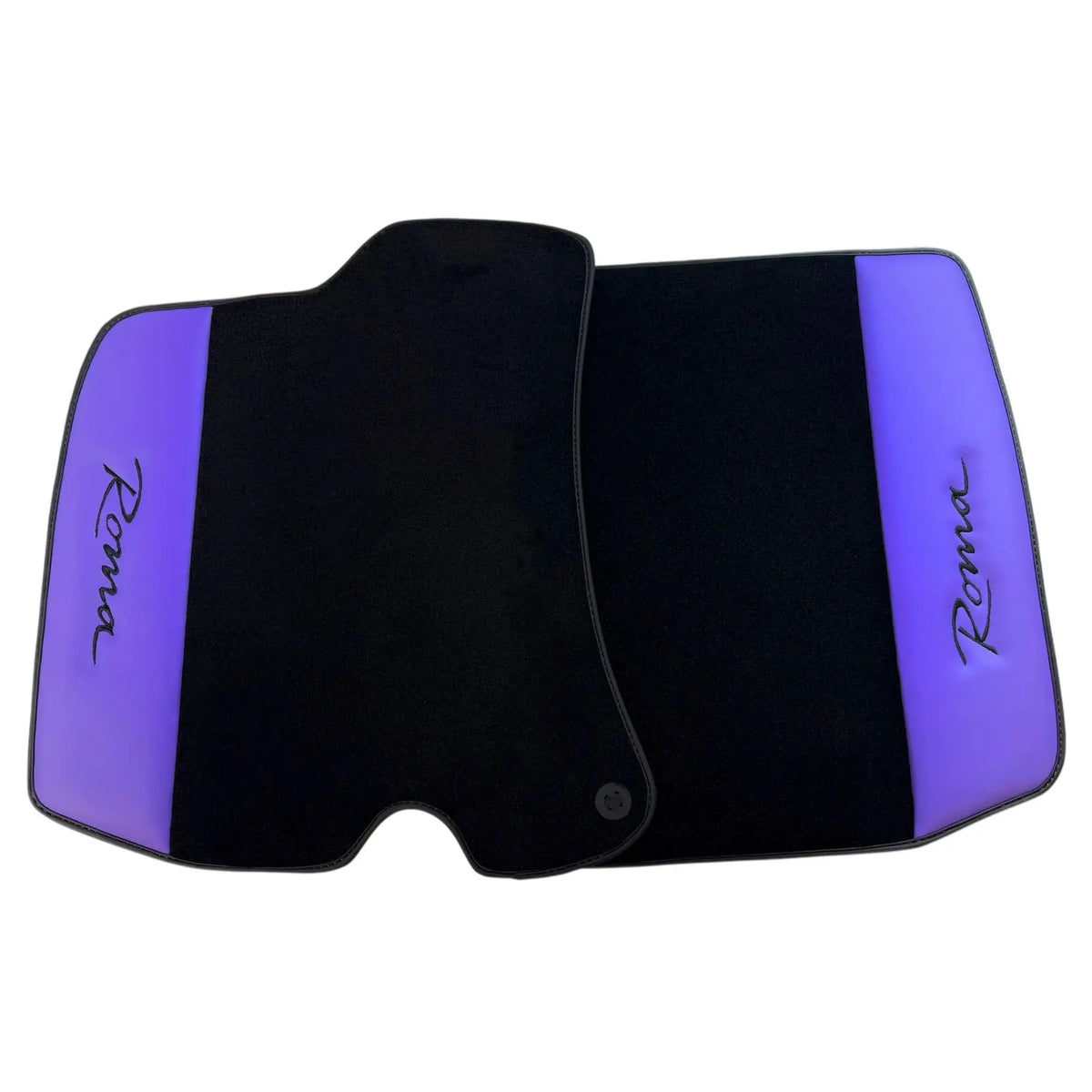 Black Floor Mats for Ferrari Roma (2021-2027) with Purple Leather