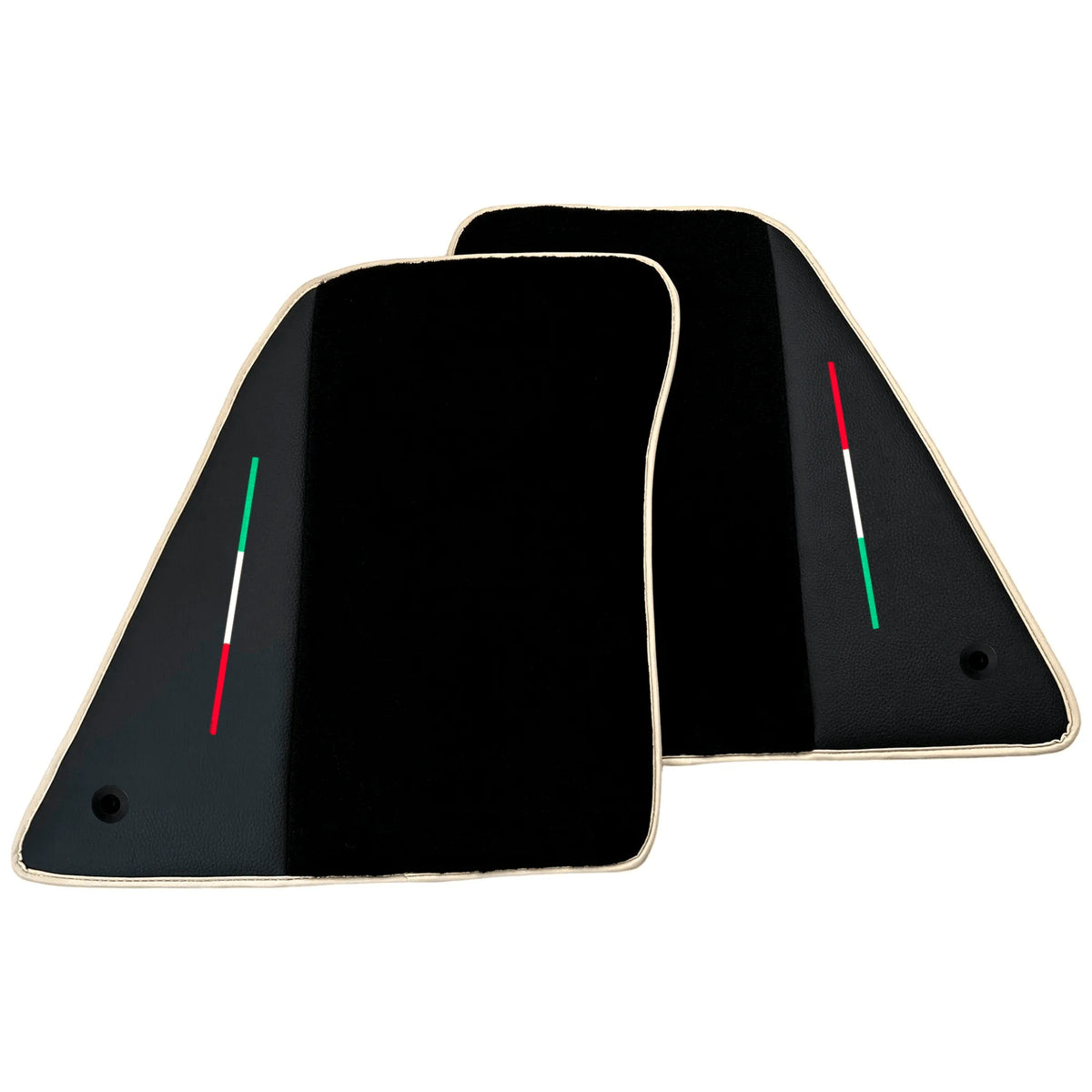 Black Floor Mats for Ferrari SF90 Stradale (2019-2024) with Leather | Beige Trim - AutoWin