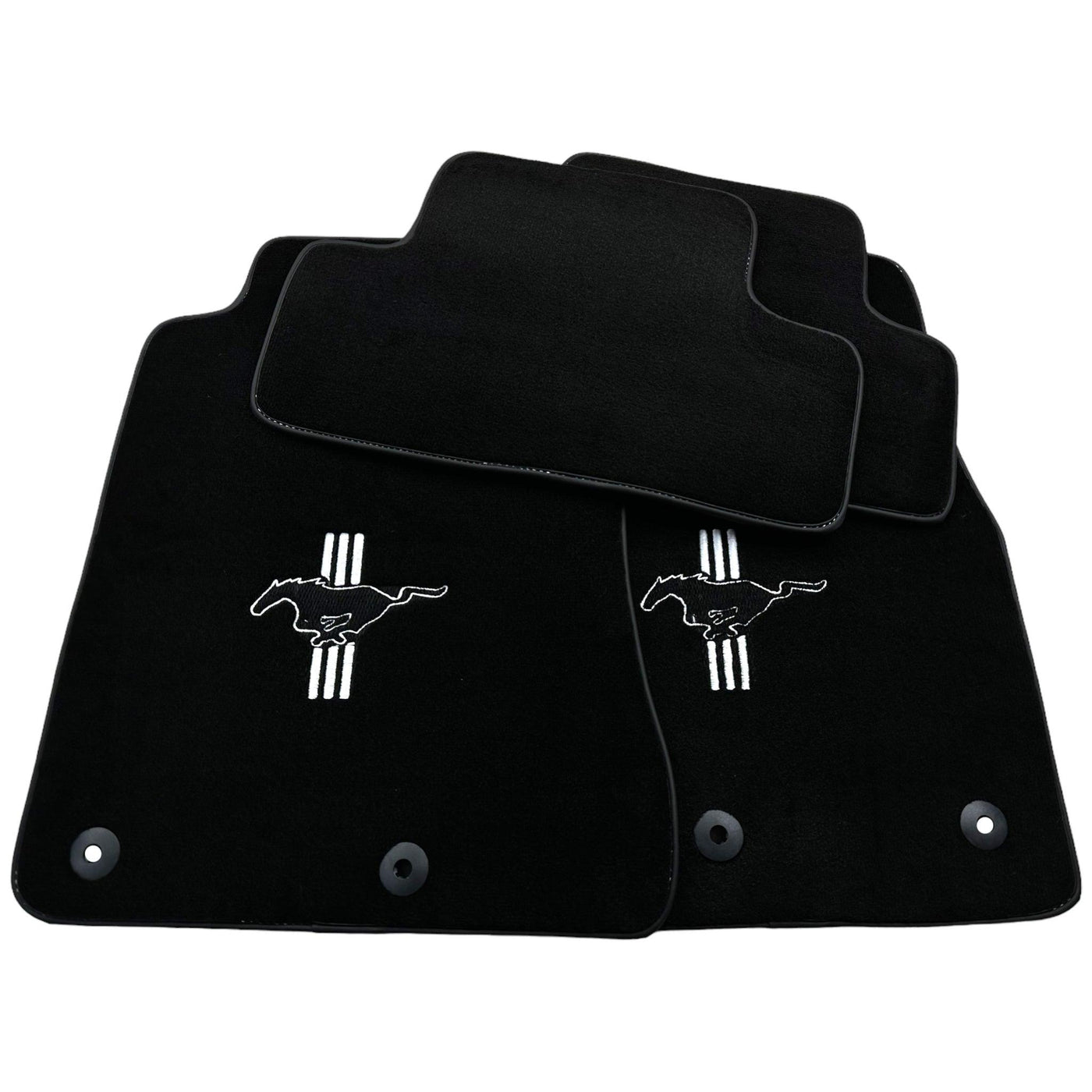 Black Floor Mats For Ford Mustang V FL (2011-2014) With Pony - AutoWin