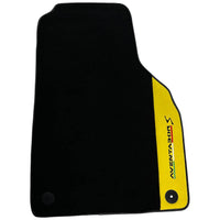 Black Floor Mats for Lamborghini Aventador S with Yellow Alcantara Leather - AutoWin