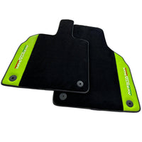 Black Floor Mats for Lamborghini Aventador With Green Leather - AutoWin