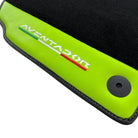 Black Floor Mats for Lamborghini Aventador With Green Leather - AutoWin