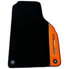 Black Floor Mats for Lamborghini Aventador with Orange (Arancia Leonis) Nappa Leather - AutoWin