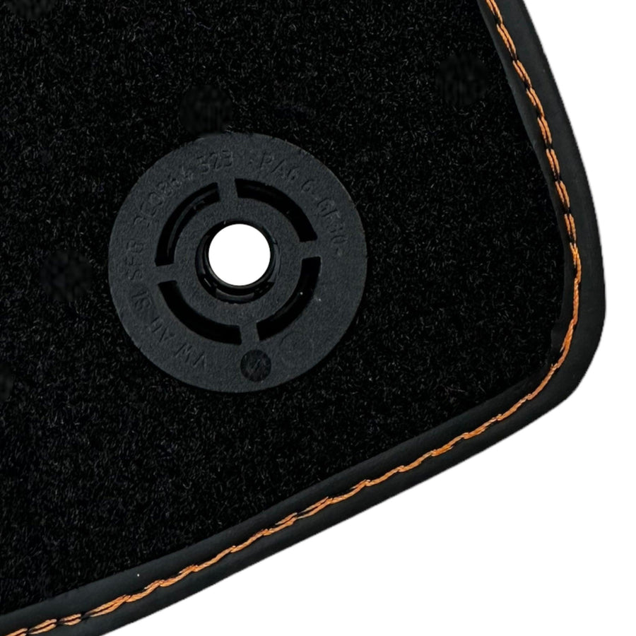 Black Floor Mats for Lamborghini Aventador with Orange (Arancia Mira) Nappa Leather - AutoWin