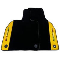Black Floor Mats for Lamborghini Aventador with Yellow (Giallo Taurus) Nappa Leather - AutoWin