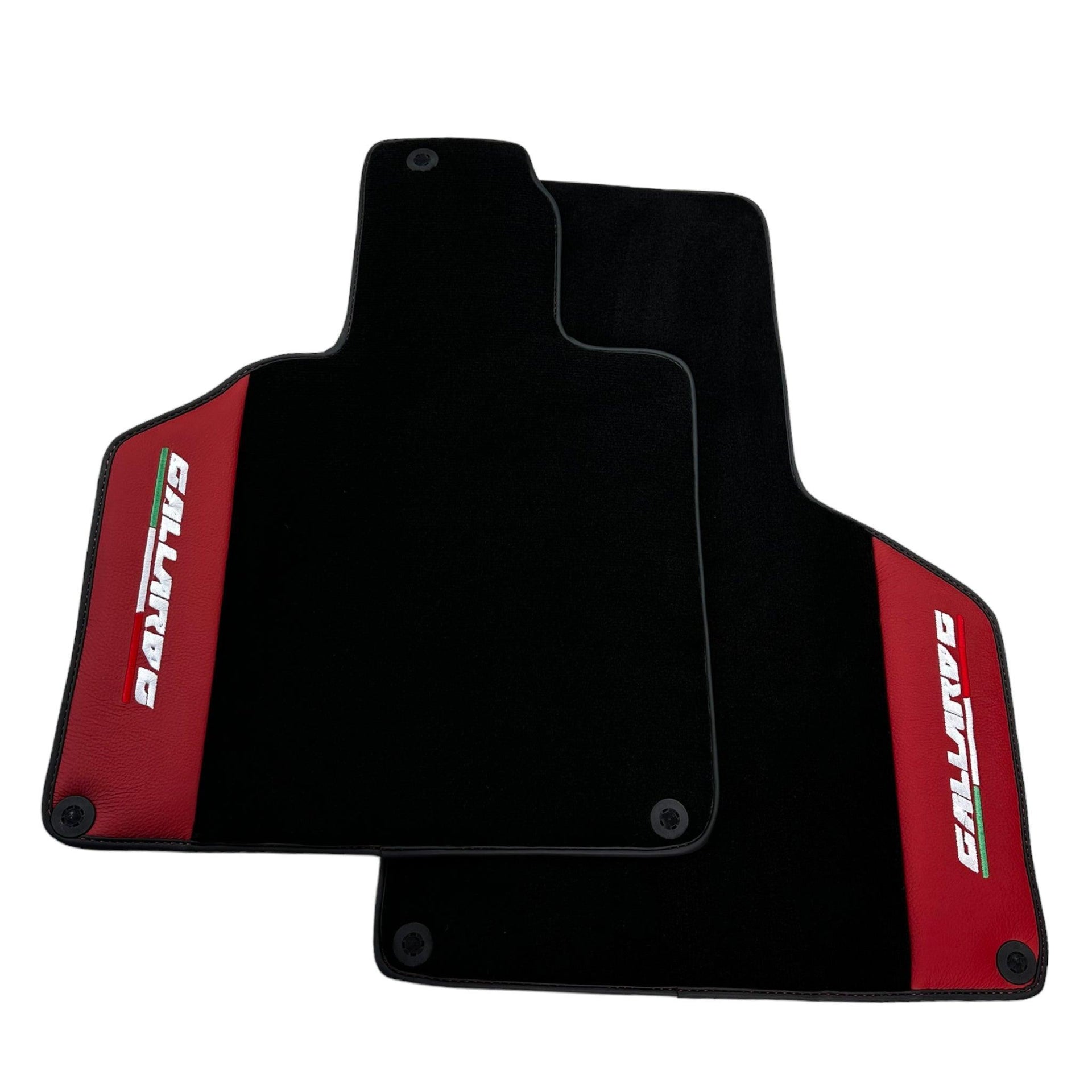 Black Floor Mats for Lamborghini Gallardo With Red Leather - AutoWin