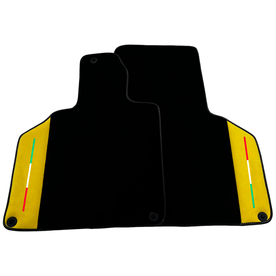 Custom Black Floor Mats for Lamborghini Gallardo With Yellow Alcantara Leather