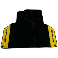 Black Floor Mats for Lamborghini Gallardo With Yellow Alcantara Leather - AutoWin