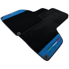 Black Floor Mats for Lamborghini Huracan 2014-2023 With Blue Alcantara Leather - AutoWin