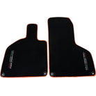 Black Floor Mats for Lamborghini Huracan (2014-2023) with Orange Leather Trim - AutoWin