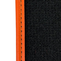 Black Floor Mats for Lamborghini Huracan (2014-2023) with Orange Leather Trim - AutoWin