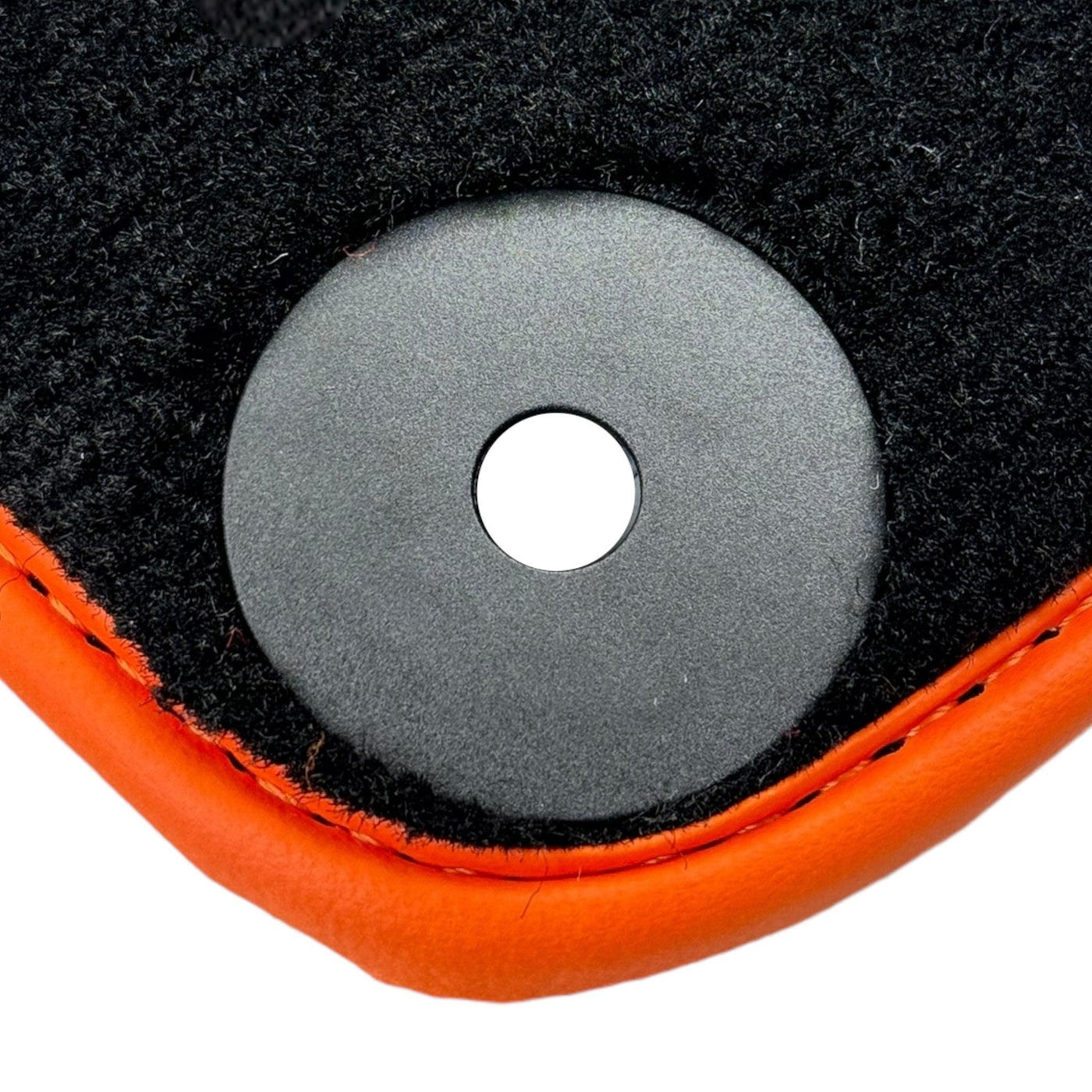 Black Floor Mats for Lamborghini Huracan (2014-2023) with Orange Leather Trim - AutoWin