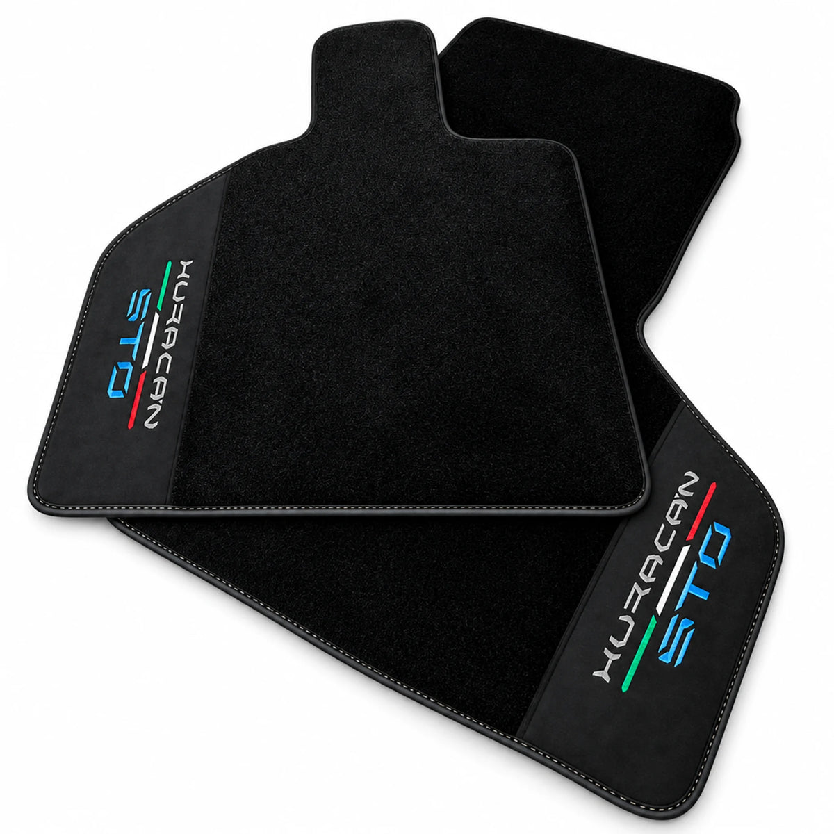 Black Floor Mats for Lamborghini Huracan STO With Black Alcantara Leather