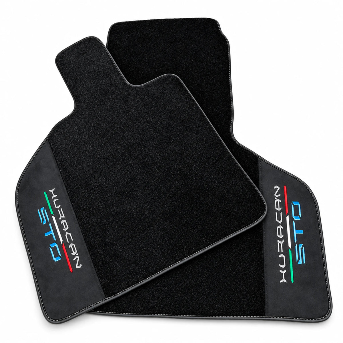Black Floor Mats for Lamborghini Huracan STO With Black Alcantara Leather