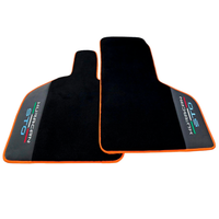 Black Floor Mats for Lamborghini Huracan STO With Black Leather and Orange Trim