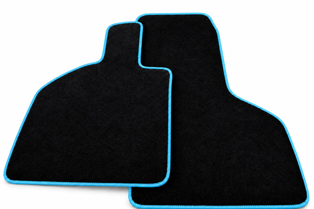 Black Floor Mats for Lamborghini Huracan STO with Orange Trim Light Blue trim