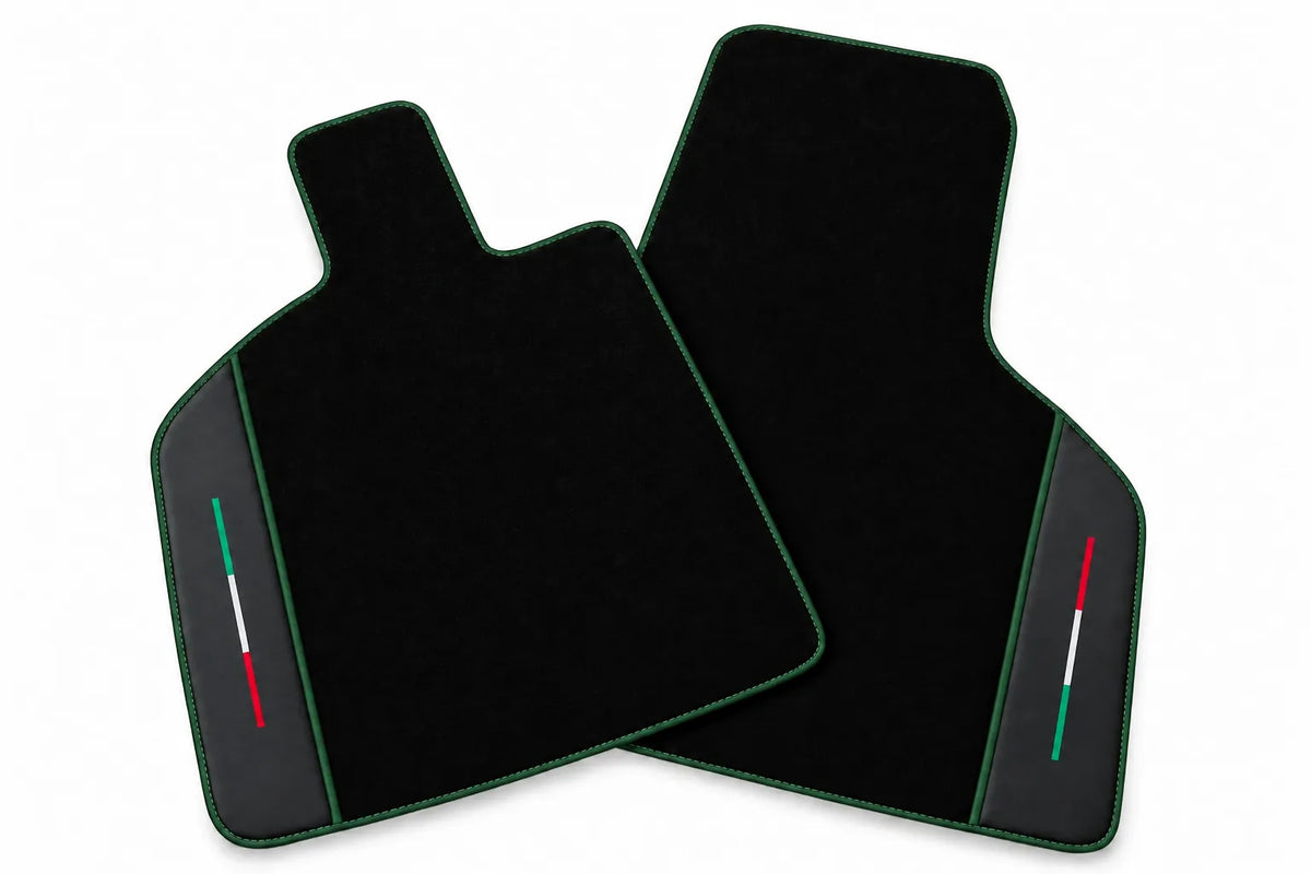 Black Floor Mats for Lamborghini Huracan Tecnica with Alcantara and Italian Flag | Green Edition Dark Green trim