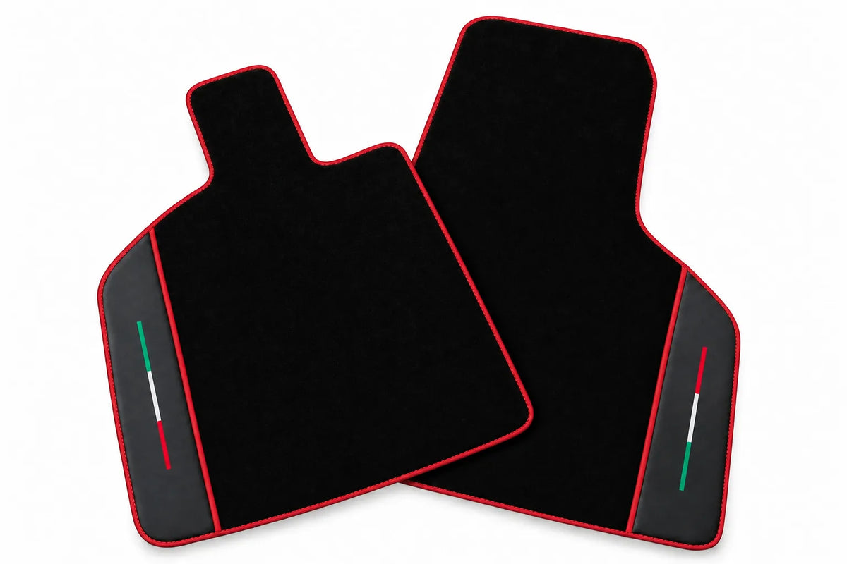 Black Floor Mats for Lamborghini Huracan Tecnica with Alcantara and Italian Flag | Green Edition Red trim