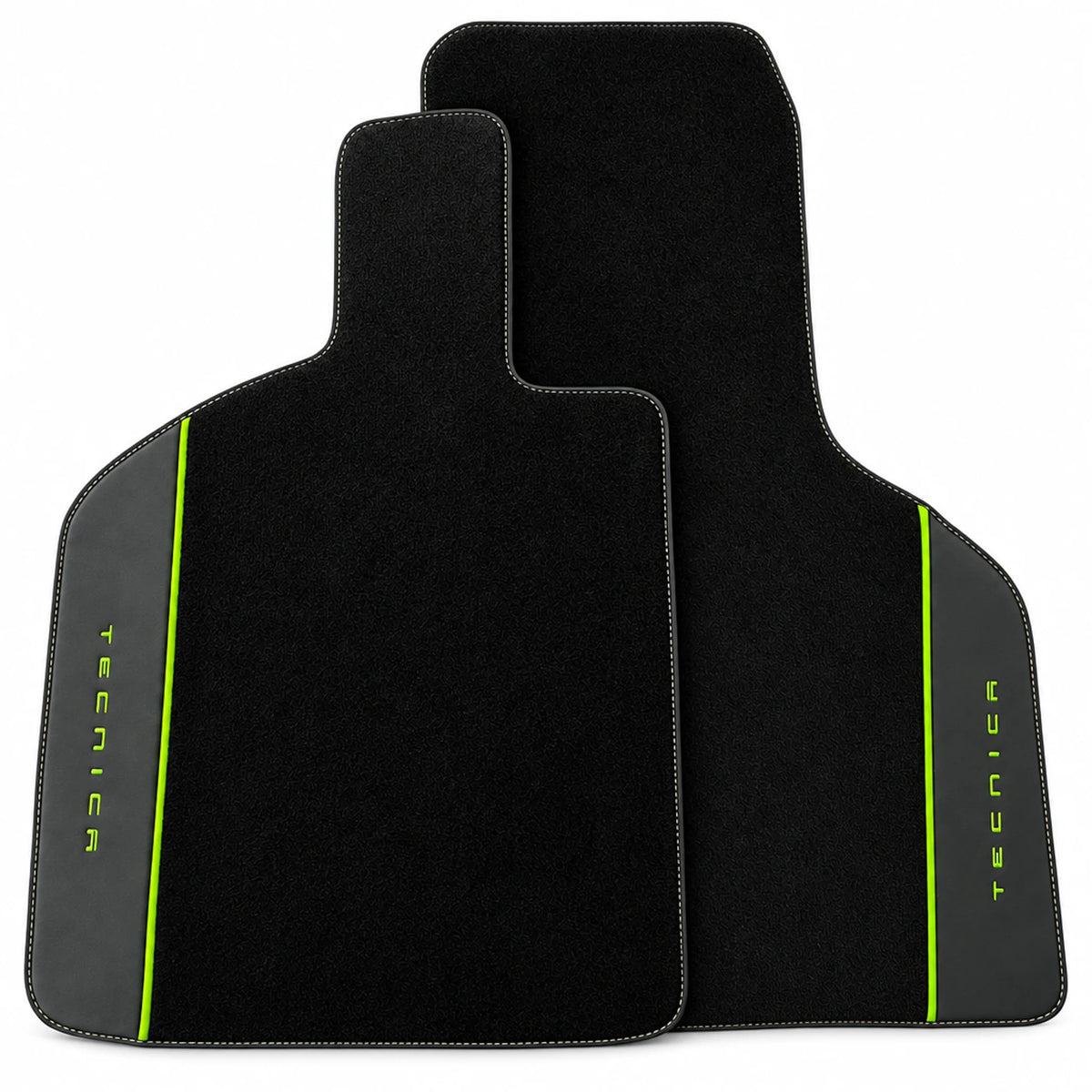 Black Floor Mats for Lamborghini Huracan Tecnica with Alcantara Leather | Green Edition - AutoWin