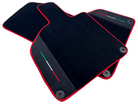Custom Black Floor Mats for Lamborghini Huracan with Alcantara Leather And Red Trim