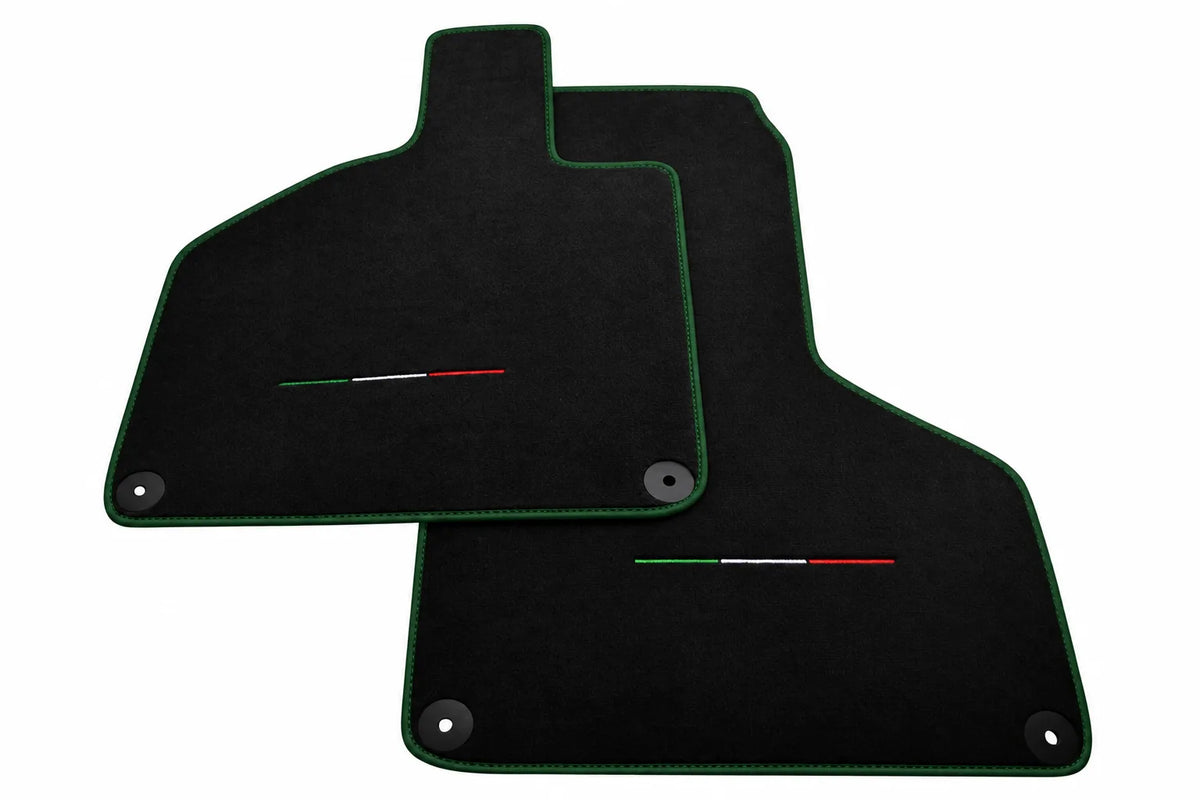 Black Floor Mats for Lamborghini Huracan with Italian Flag Dark Green trim
