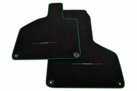Black Floor Mats for Lamborghini Huracan with Italian Flag Dark Green trim
