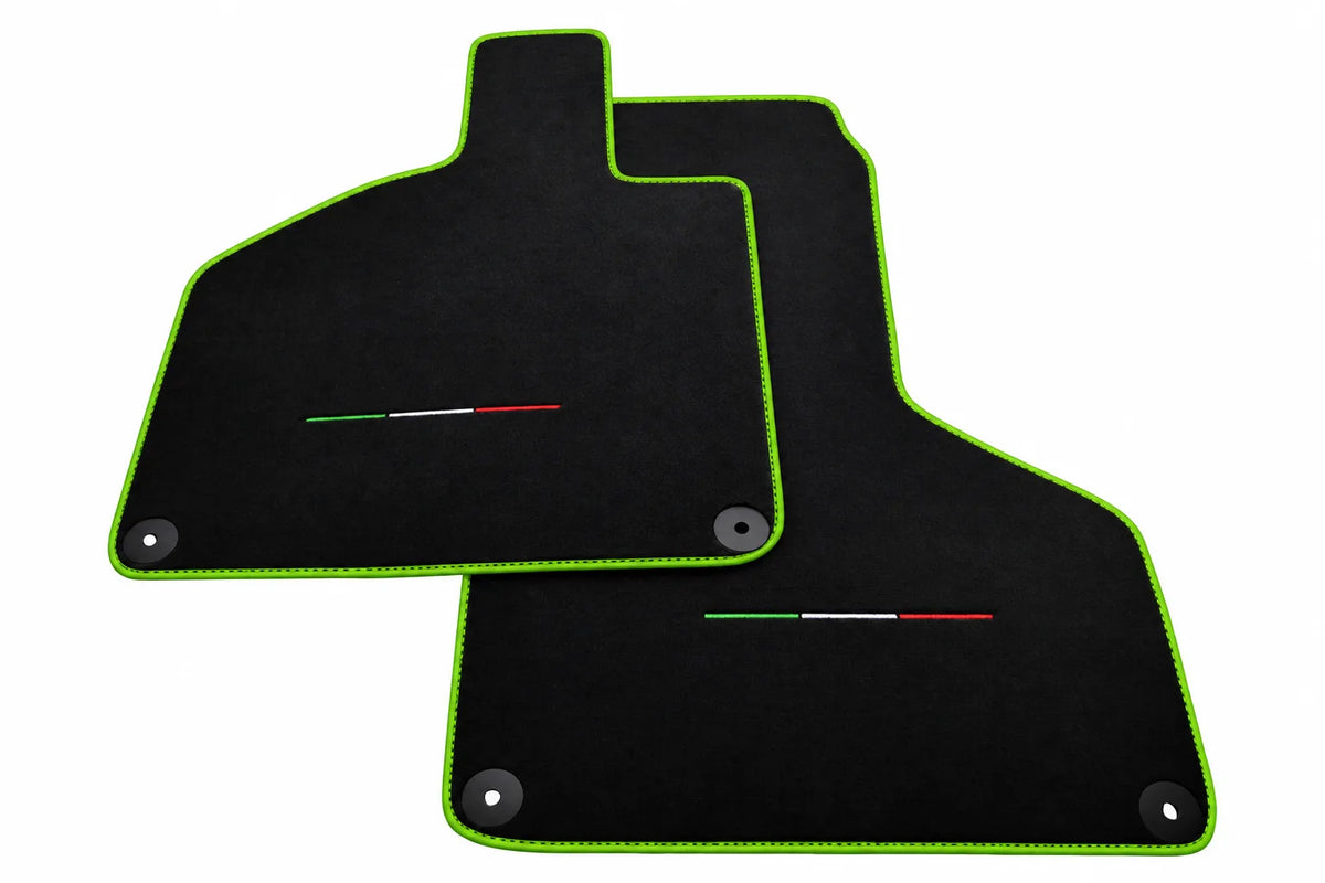Black Floor Mats for Lamborghini Huracan with Italian Flag Green trim