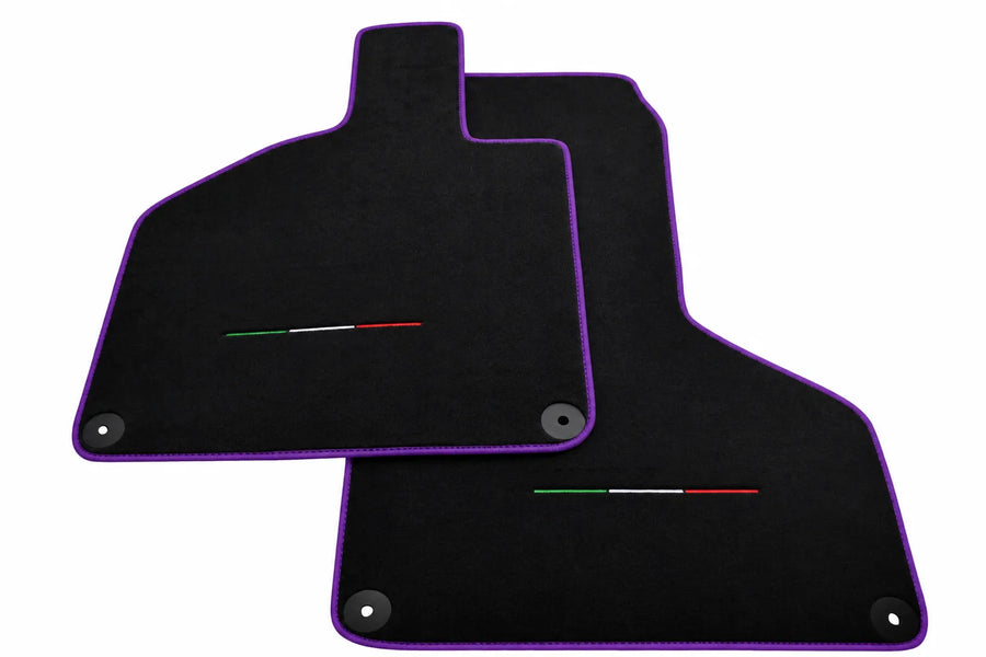 Black Floor Mats for Lamborghini Huracan with Italian Flag Purple trim
