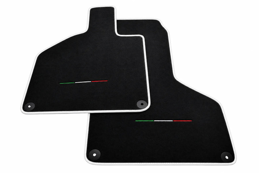 Black Floor Mats for Lamborghini Huracan with Italian Flag White trim