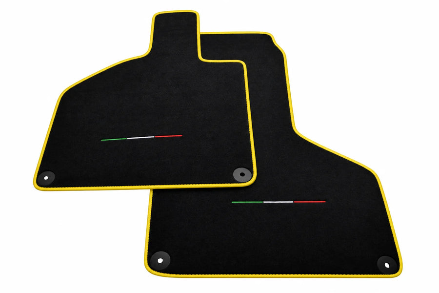 Black Floor Mats for Lamborghini Huracan with Italian Flag Yellow trim