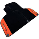 Black Floor Mats for Lamborghini Huracan With Orange (Arancia Mira) Nappa Leather - AutoWin