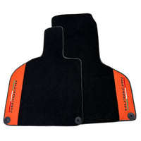 Black Floor Mats for Lamborghini Huracan With Orange (Arancia Mira) Nappa Leather - AutoWin