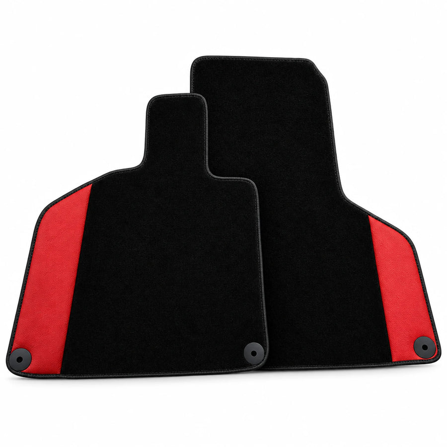Black Floor Mats for Lamborghini Huracan with Red (Rosso Mysia) Leather