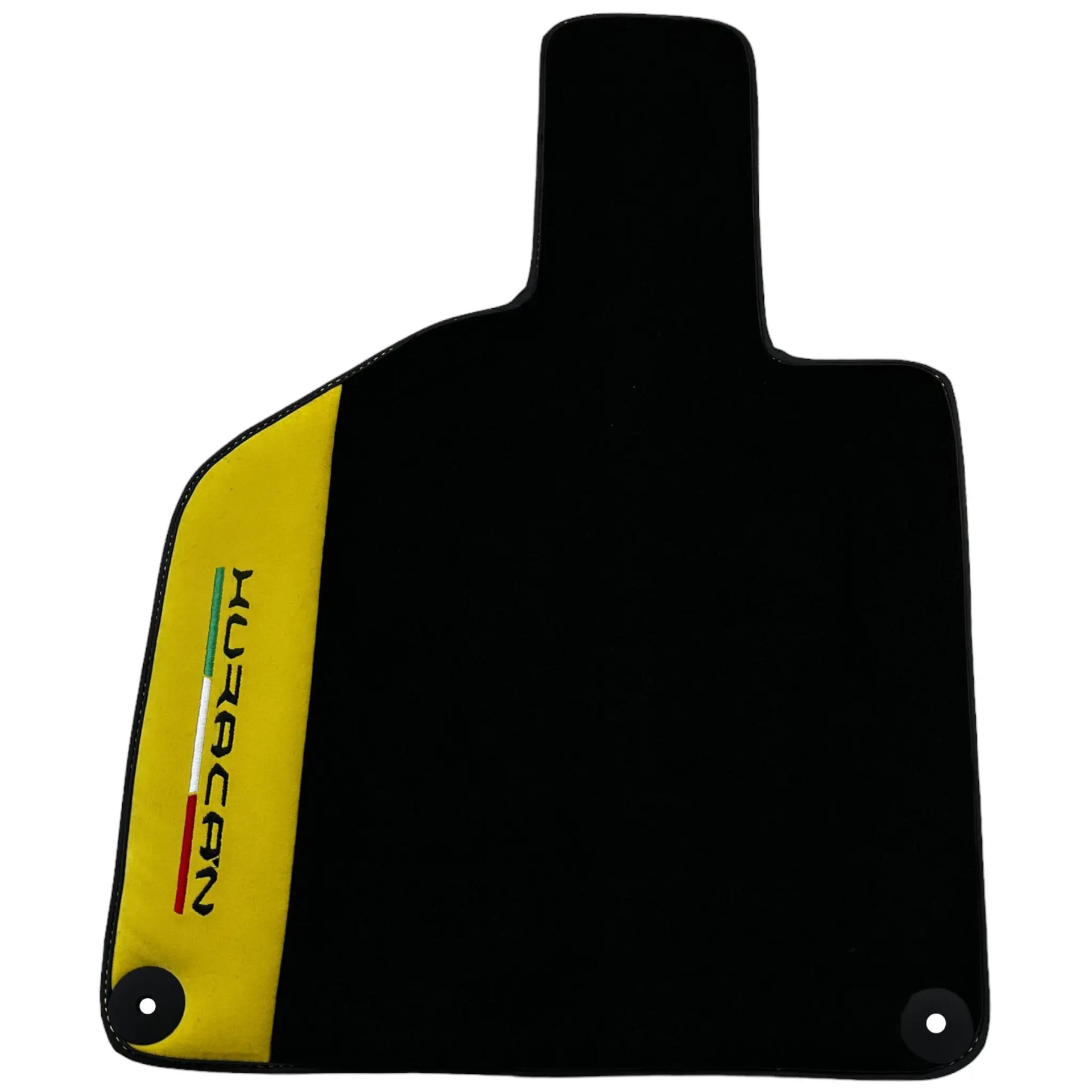 Black Floor Mats for Lamborghini Huracan with Yellow Alcantara Leather - AutoWin