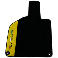 Black Floor Mats for Lamborghini Huracan with Yellow Alcantara Leather - AutoWin