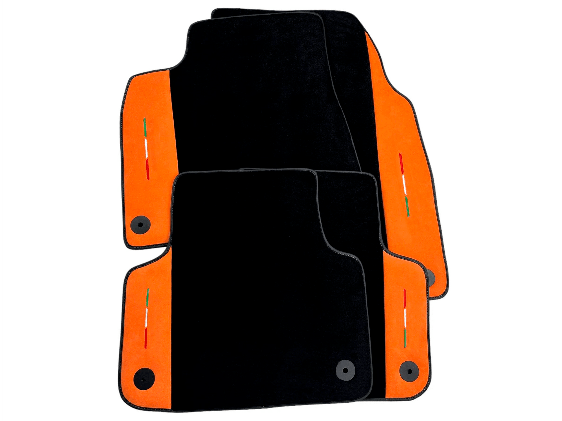 Black Floor Mats For Lamborghini Urus S With Orange Alcantara Leather - AutoWin