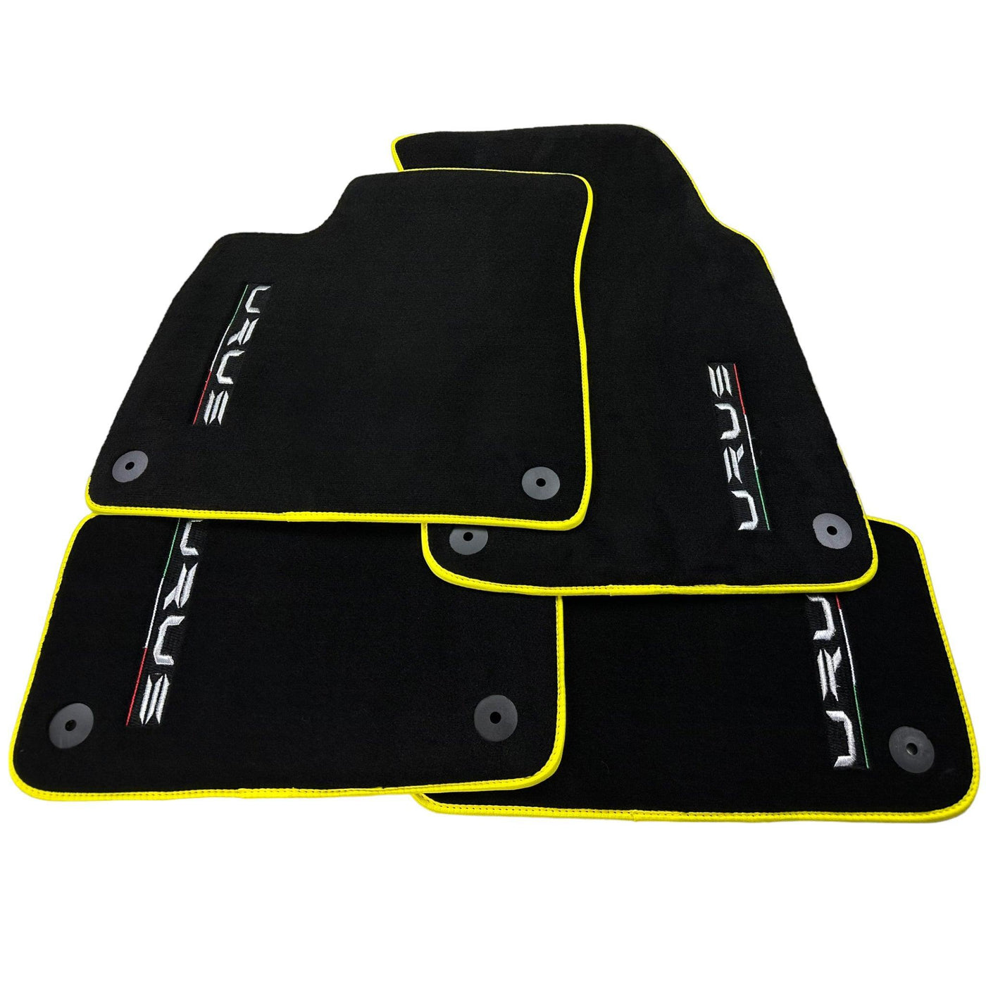 Black Floor Mats For Lamborghini Urus Tailored With Yellow Trim - AutoWin