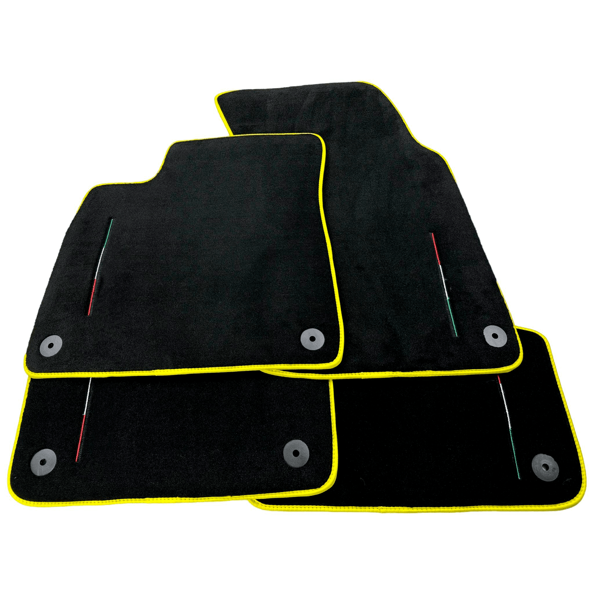 Black Floor Mats For Lamborghini Urus Tailored With Yellow Trim - AutoWin