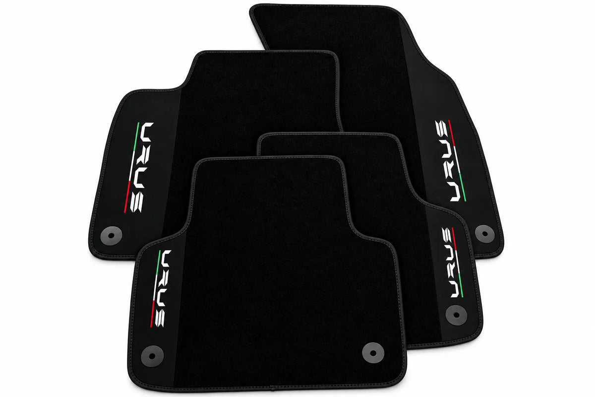 Black Floor Mats For Lamborghini Urus With Alcantara Leather Black trim