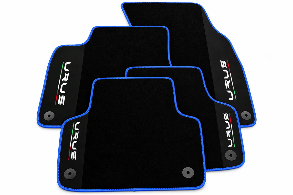 Black Floor Mats For Lamborghini Urus With Alcantara Leather Blue trim