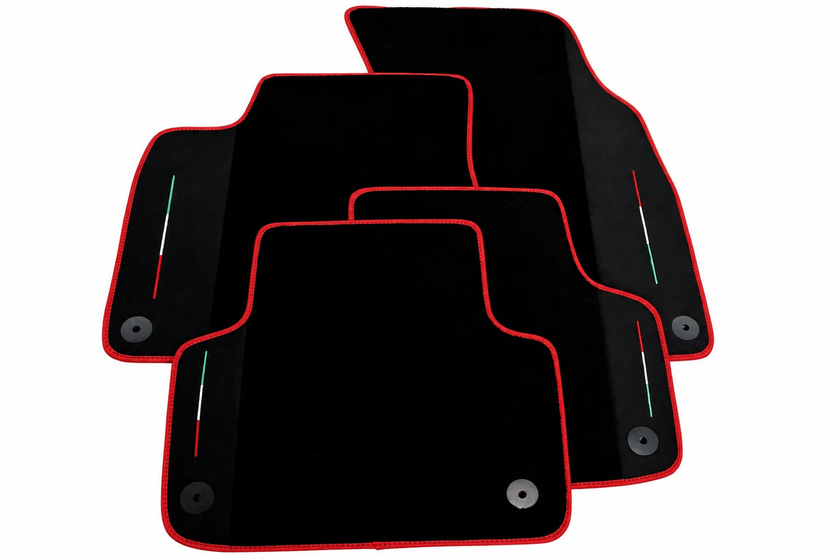 Black Floor Mats For Lamborghini Urus With Alcantara Leather Red trim