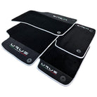 Black Floor Mats For Lamborghini Urus With Alcantara Leather White Trim - AutoWin