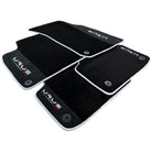 Black Floor Mats For Lamborghini Urus With Alcantara Leather White Trim - AutoWin